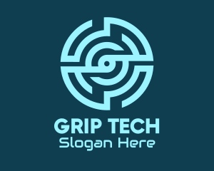 Blue Tech Maze logo design