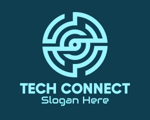 Blue Tech Maze logo design