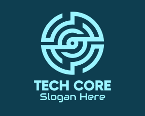 Blue Tech Maze logo design