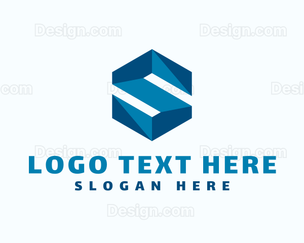 Blue Hexagon Letter S Logo