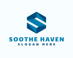 Blue Hexagon Letter S logo design