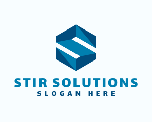 Blue Hexagon Letter S logo design