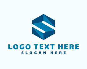 Letter - Blue Hexagon Letter S logo design