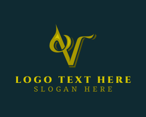 Organic Leaf Letter V logo