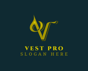 Organic Leaf Letter V logo design