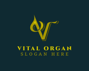 Organic Leaf Letter V logo design