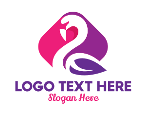 Stylish Leaf Swan logo design