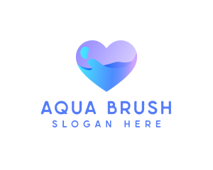 Ocean Water Heart logo design