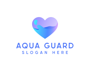 Ocean Water Heart logo design