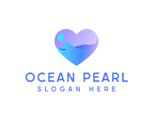 Ocean Water Heart logo design