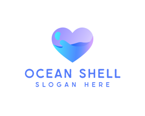 Ocean Water Heart logo design