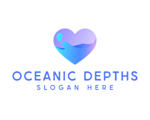 Ocean Water Heart logo design