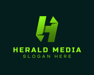 Modern Media Origami Letter H logo design