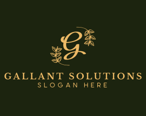 Golden Leaf Wreath logo design