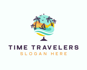 Travel Sailboat Globe logo design