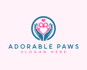 Paw Hand Heart logo design