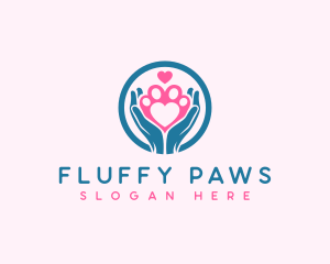 Paw Hand Heart logo design