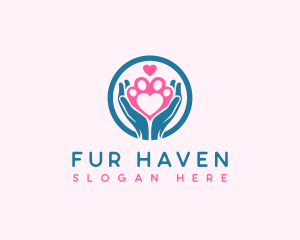 Paw Hand Heart logo design