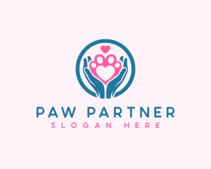 Paw Hand Heart logo design