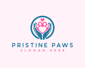 Paw Hand Heart logo design