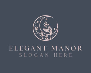 Elegant Floral Moon logo design