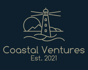 Brown Lighthouse Sunset  logo design