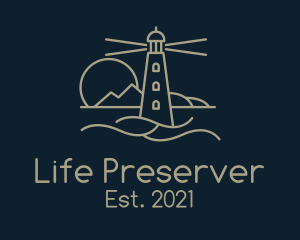 Brown Lighthouse Sunset  logo design