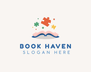 Puzzle Book Play logo design