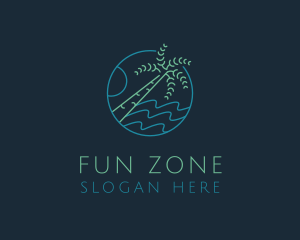 Beach Palm Tree Vacation logo design