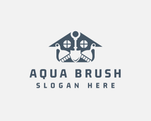 Paint Brush Shovel House Renovation logo design