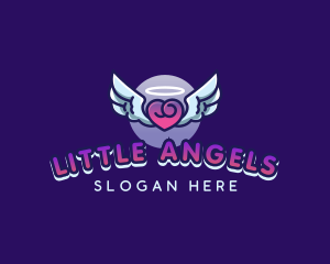 Heart Wings Halo logo design