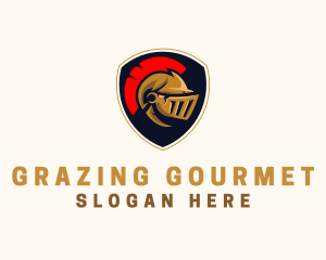 Gaming Spartan Helmet Armor logo design