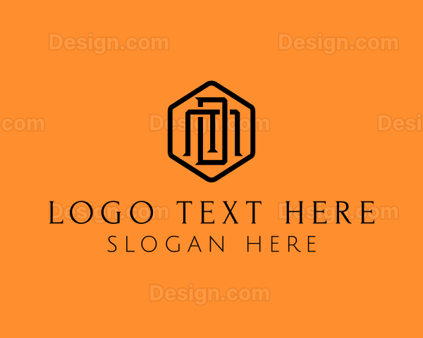 Hexagonal Letter DM Company Logo