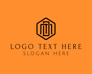 Hexagonal Letter DM Company logo