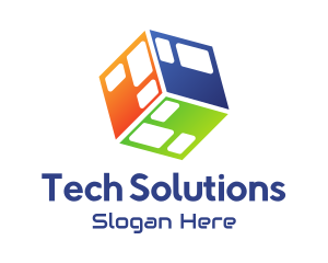 Colorful Tech Cube Logo