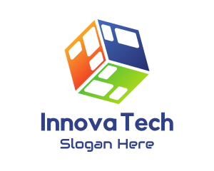 Colorful Tech Cube logo design