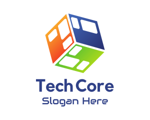 Colorful Tech Cube logo design