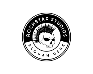 Rockstar Skull Punk logo design