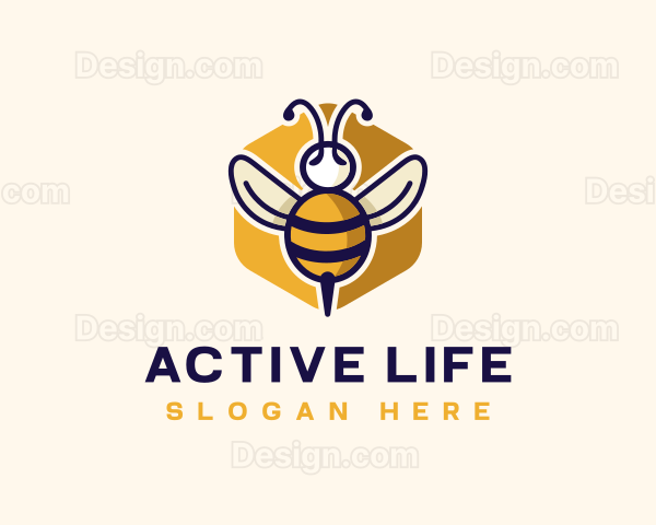 Beehive Flying Bee Logo