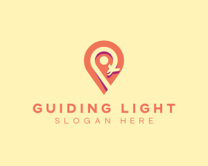  Location Pin Plane Flight logo design