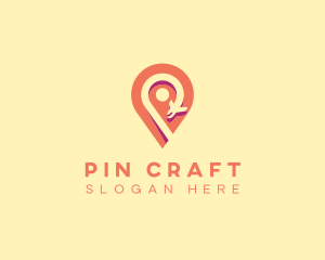  Location Pin Plane Flight logo design