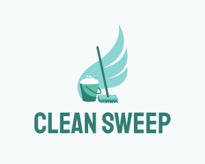 Cleaning Broom Bucket  logo design