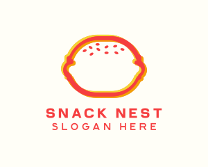 Burger Sandwich Anaglyph logo design