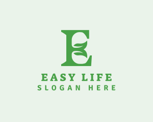 Leaf Natural Letter E logo design