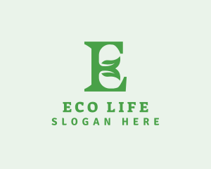 Leaf Natural Letter E logo design