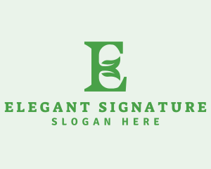 Leaf Natural Letter E logo design