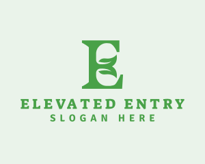 Leaf Natural Letter E logo design