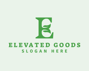 Leaf Natural Letter E logo design