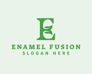 Leaf Natural Letter E logo design