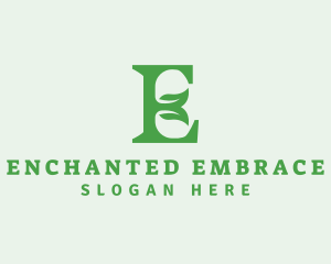 Leaf Natural Letter E logo design